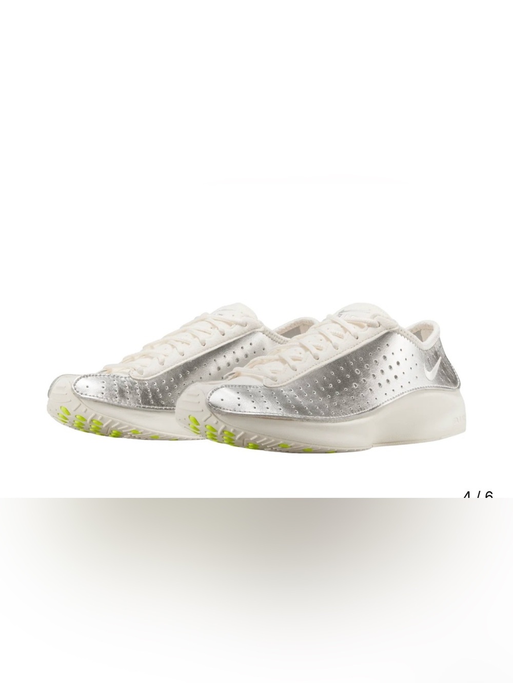Nike Women’s Silver Metallic Sneakers with Neon Accent